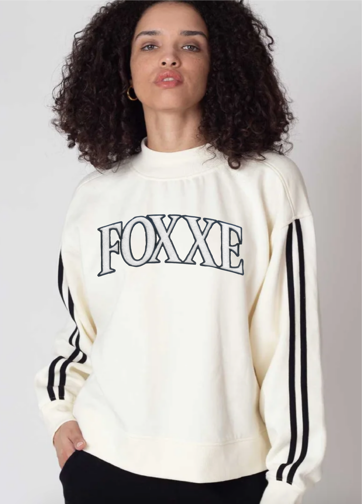 FOXXE Mock Neck Varsity Sweatshirt