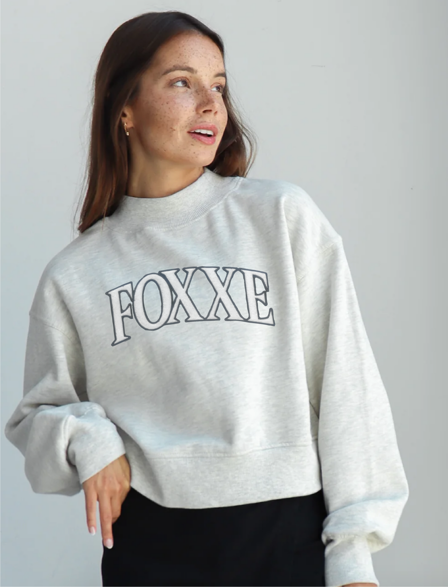 FOXXE Mock Neck Cropped Sweatshirt