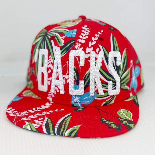 'BACKS snapback tropical flat bill