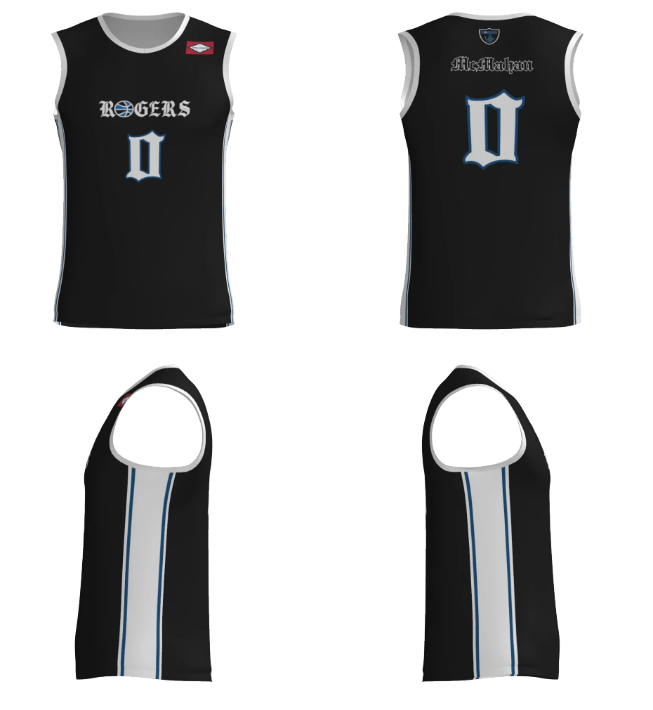 RHS Mounties single ply reversible basketball jersey