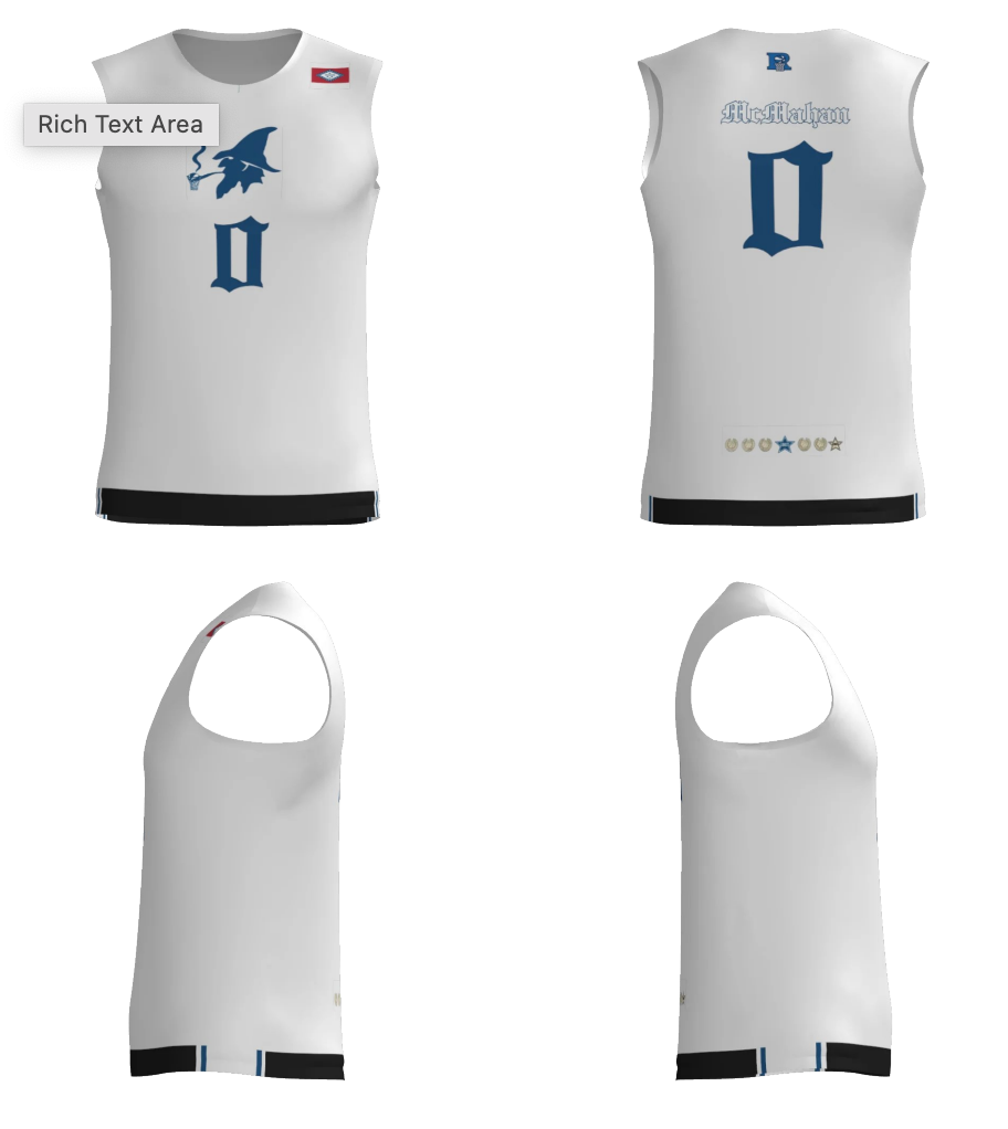 RHS Mounties single ply reversible basketball jersey