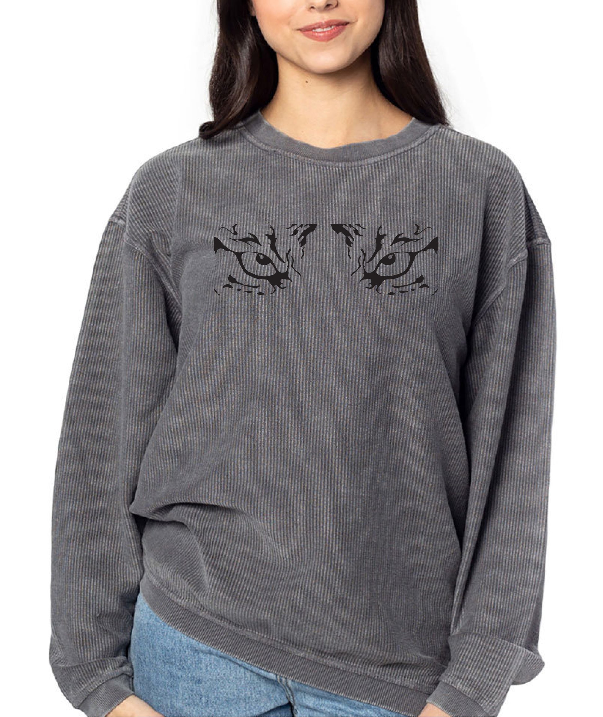 Chicka-D Women's Texas Tech Red Raiders Crew Sweatshirt – Corded Team Style, Charcoal