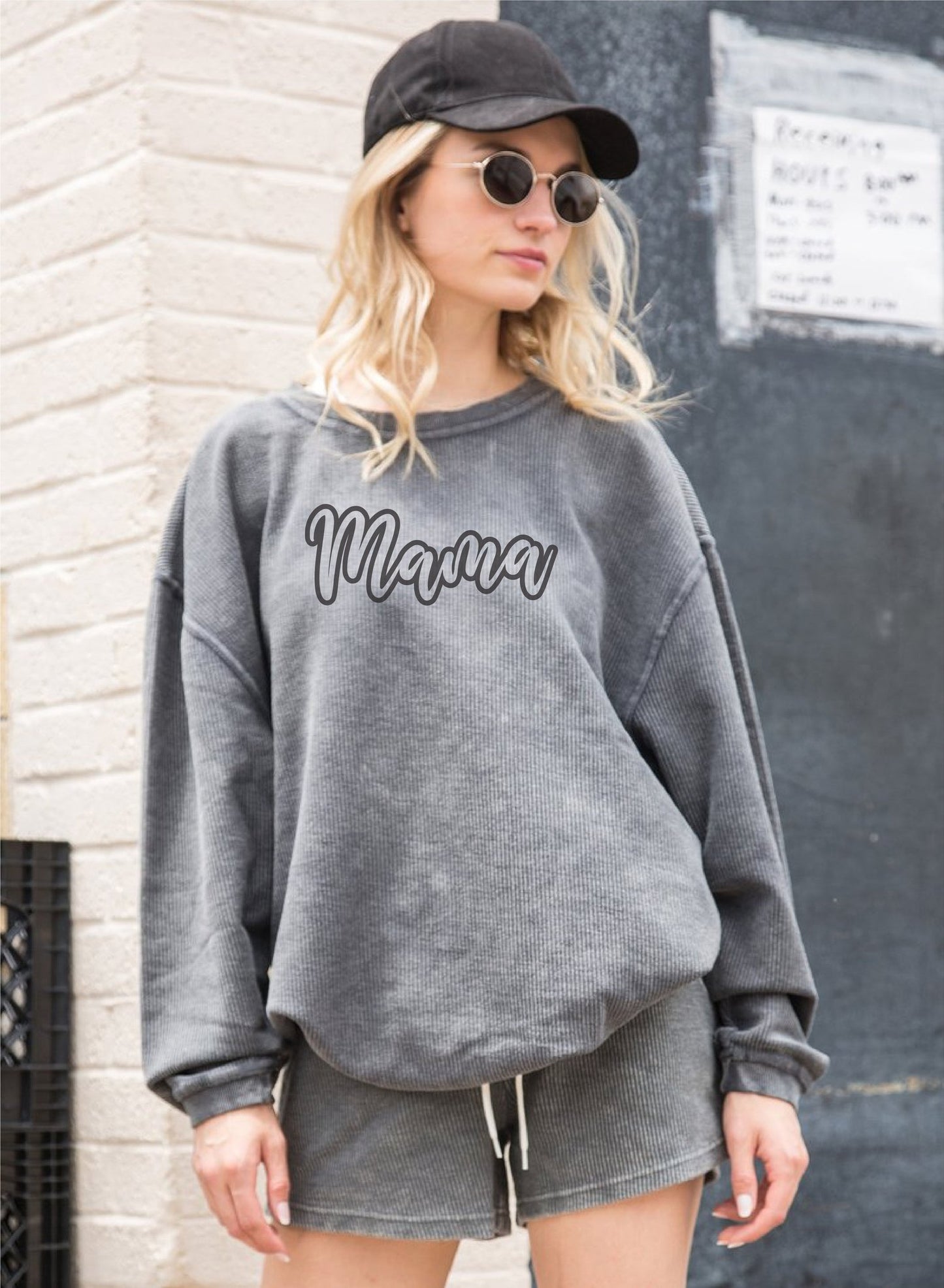 MAMA script corded sweatshirt